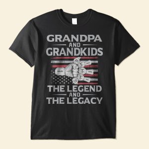 Grandpa & Grandson/Granddaughter, The Legend And The Legacy - PersonalizedOne Size Shirt - Birthday, Grandparents' Day Gift For Grandpa, Pop, Papa, Grandson, Granddaughter