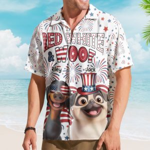 Red White Woof - Personalized Hawaiian Shirt
